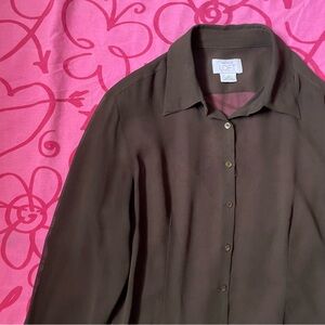 100% Silk Ann Taylor Loft Sheer Blouse Size 2P